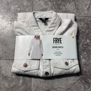 Women’s Frye White Long Sleeve Denim Mini Dress Size Medium.